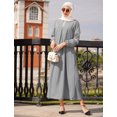 thumbnail image 5 of IBTOM CASTLE Muslim Abaya Dress for Women Casual Sequin Sundress Solid Dubai Kaftan Robe Party Long Sleeve Islamic Prayer Clothing L Gray, 5 of 8