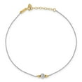 thumbnail image 3 of Real 14kt White Gold Ropa Two-tone Diamond Cut Bead 9in Plus 1in Ext. Anklet; for Adults and Teens; for Women and Men, 3 of 3