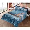 thumbnail image 4 of Ambesonne Mermaid Fitted & Top Sheet Set with Shams, Mythical Sea Graphic, Navy Blue White, 4 of 5