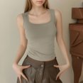 thumbnail image 5 of JULMCOMO Cotton Tank Tops for Women Square Neck Slim Fit Comfy Casual Tank Tops Sleeveless Summer Basic Shirts Green L, 5 of 6