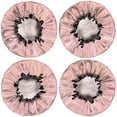 thumbnail image 2 of Shower Caps,Pink Gold Marble Pattern Waterproof Shower Cap for Women 4 Pieces,Double Reusable Hair Cover for Shower PEVA Elastic Stretch Hem, 2 of 7