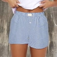 thumbnail image 4 of CALAFEBILA Cotton Bermuda Shorts for Women Plus Size Plaid Elastic Waist Casual Women's Shorts on with Pockets, 4 of 5