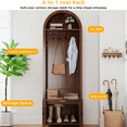 thumbnail image 5 of Hall Tree 70.9" Narrow Arch Coat Modern Farmhouse Rack with 4 Hooks and 2 Fluted Doors for Hallway Entryway Mud Room Bedroom Living Room HOME Walnut, 5 of 9