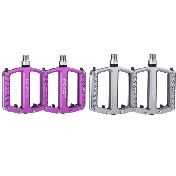 Pedal de bicicleta LED 360 visibilidad pedal de rodamiento de ciclismo para bicicleta de carretera púrpura 2 piezas