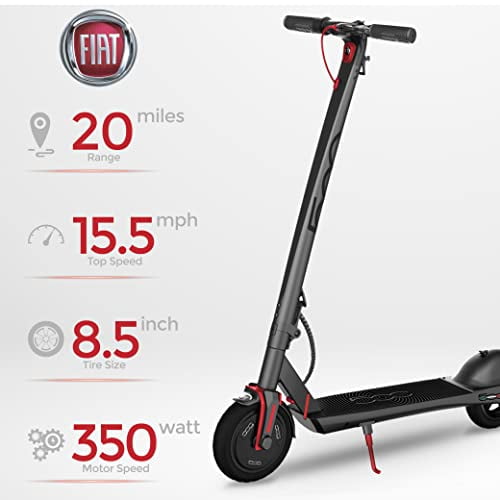 FIAT Folding Electric Scooter - Foldable Motorized Scooter for Adults, 8.5" Tires, 350W Motor, 15.5 MPH Max Speed, 20-Mile Long Range Battery, 256lbs Max Weight - Safety Tested for Travel & Commuting