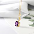 thumbnail image 4 of Gem Stone King 18K Yellow Gold Plated Silver Purple Amethyst and Lab Grown Diamond Pendant for Women | 3.74 Cttw | Gemstone February Birthstone | Cushion Checkerboard 10MM, 4 of 4