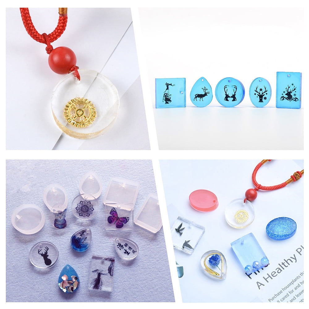 DIY Jewelry Sets Kits with Silicone Pendant Molds Faux Suede Tassel Pendant Iron Split Key Rings & Earring Hooks Nail Art Sequins Clear