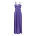 thumbnail image 6 of XIAOCHA Halter Cutout Maxi Dress for Women Pleated Summer Party Floor-Length Gown, 6 of 6