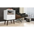 thumbnail image 2 of Manhattan Comfort Liberty Mid Century - Modern Nightstand 1.0 with 1 Cubby Space and 1 Drawer in White and Rustic Brown with Solid Wood Legs, 2 of 9