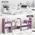 thumbnail image 2 of Desktop Organizer Office Storage Rack Adjustable Wood Display Shelf Birthday Gifts Toy Home Decor Free Style Rotation Display True Natural Stand Shelf (Violet), 2 of 7