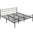 thumbnail image 1 of Cama de metal King Size con cabecero y piecero - Plataforma sólida con almacenamiento inferior - Lamas reforzadas, sin box spring - Montaje fácil y silencioso - Negro, KING, 1 of 8