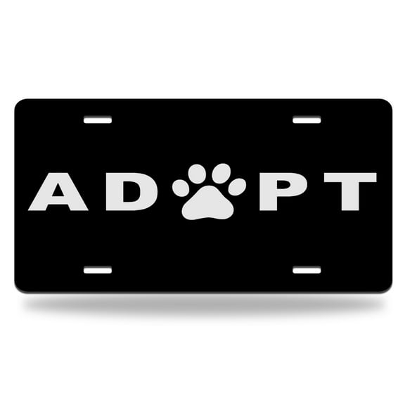 Yehwow Adopt Paw Print Metal Car Plate Decorative Aluminum License Plate Tag Sign