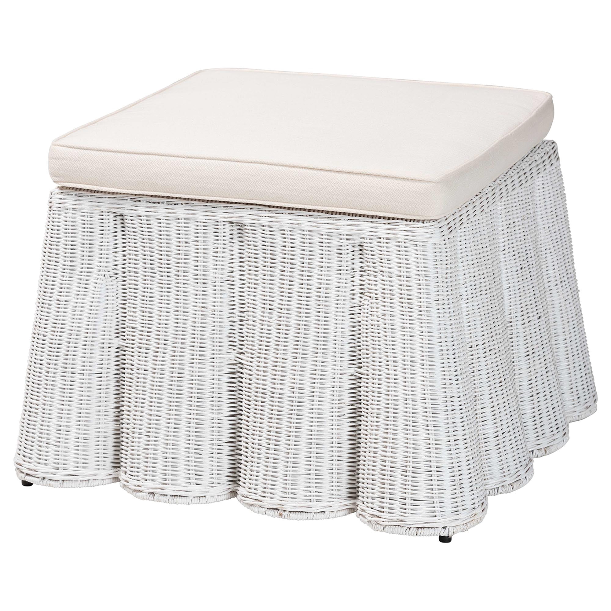 bali & pari Palm Boho Ottoman, White