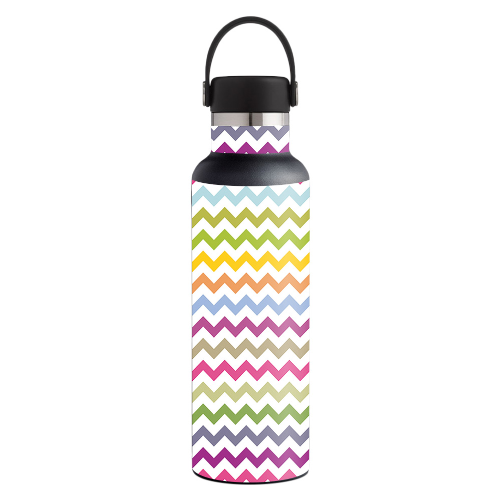 MightySkins Skin for Hydro Flask 21 oz. Standard Mouth Aqua Chevron Protective, Durable, and