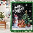 thumbnail image 6 of Shower Curtain 72"W x 96"L Christmas Snowman Cat Christmas Tree Green Plaid Fabric Shower Curtains Set with Hooks Water Repellent Bathroom Curtains Machine Washable Bathroom Accessories, 6 of 9