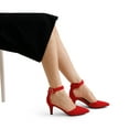 thumbnail image 6 of BURUDANI Women's Fashion Ankle Strap Pump Shoes Low Heel Pointed Toe Pump Dress Shoes, 6 of 7