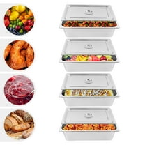 4 Pack 6" Deep Stainless Steel Steam Table Pans Buffet Food Prep Pans with Cover