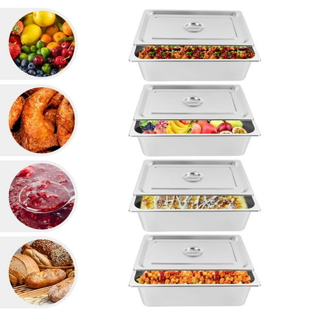 

Miumaeov 4-Pack 5.9 Deep Stainless Steel Food Pan Commercial Steam Table Pan with Lid for Hotel Restaurant