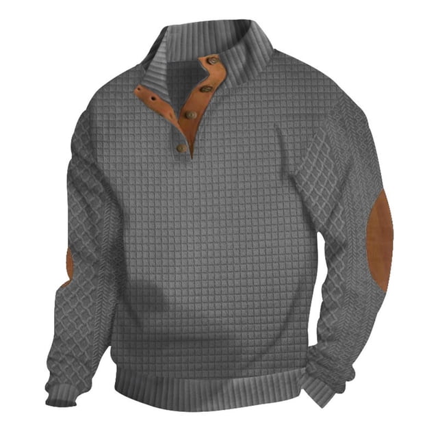 Quarter Zip Pullover Men Men's Quarter Zip Casual Long Sleeve Solid Geometric Texture Pullover Sweatshirt Quarter Zip Sweatshirt