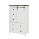 thumbnail image 1 of Cómoda de 5 Cajones Estilo Granja, Armario de Madera con Puerta Corrediza de Granero, 122 cm de Alto, Estante Ajustable, Organizador Ahorra Espacio para Recámara, Sala, Pasillo – Blanco/Gris/Nogal, 1 of 8