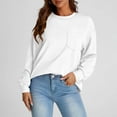 thumbnail image 6 of Chiccall Womens Sweatshirt Plain Textured Long Sleeve Crew Neck Pullover Tops with Front Pocket for Fall Casual, 6 of 7