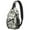 Beige Halloween Skull, variant on Sling Backpack,Black Halloween Dancing Skeleton Pattern Sling Bag with Water Bottle Holder,Waterproof Sling Bag for Men/Women with Headphone Jack for Hiking,Travel