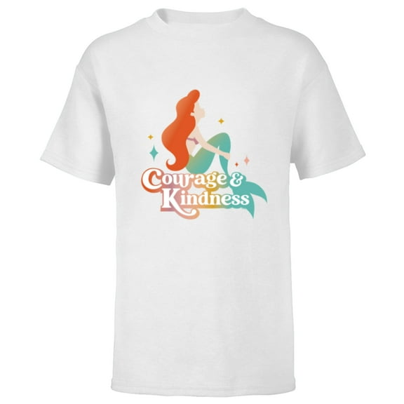 Disney Princess The Little Mermaid Ariel Courage & Kindness - Short Sleeve T-Shirt for Kids - Customized-White