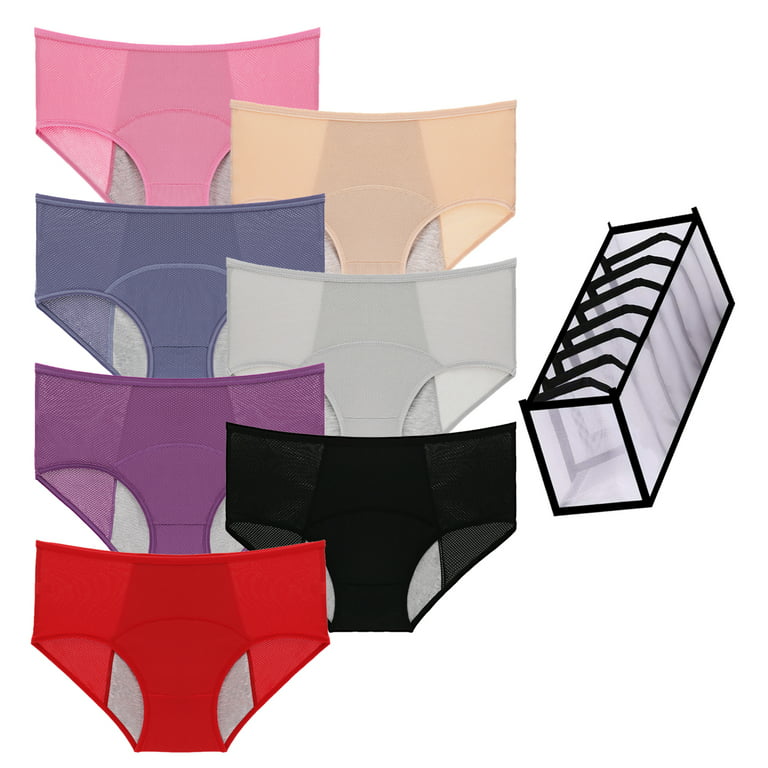 7 Pack Women Menstrual Panties Teen Girls Period Underwear Breathable  Leak-Proof Cotton Protective Briefs(Regular & Plus Size)
