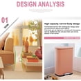 thumbnail image 5 of Dkeli Step Trash Can 13 Gallon Bathroom Trash Can Stainless Steel Kitchen Garbage Can with Foot Pedal & Liner for Kitchen, Bathroom, Office, Pink, 5 of 7