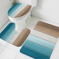 thumbnail image 3 of Teal Brown Ombre Bath Mat 3 Piece Bathroom Rug Set, Vintage Country Wooden Non Slip Bath Rug Contour Mat and Toilet Lid Cover, Absorbent Shower Mats Soft Bath Rugs and Mats Sets, 3 of 8