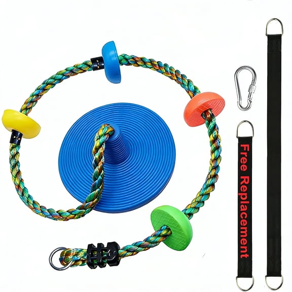 Qunler Tree Swing for Kids, 3-in-1 Climbing Rope, Blue