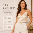 thumbnail image 6 of TRISJEM Unisex White M Buckle Belt, PU Leather Fashion Belt with Statement Letter Buckle, Adjustable Waist Belt for Men and Women, 6 of 8