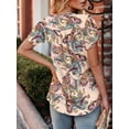 thumbnail image 5 of KISSMODA Short Sleeve Shirts for Women Dressy Casual Summer Blouses Pleated Front Loose Fit Tunic Tops, 5 of 6