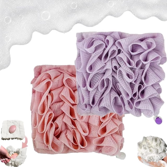 Loufee, Loufee Loofah Washcloth, The Leeffa Soft Loofah and Washcloth, 2 en 1 paño de ducha para exfoliar, Luffa Back Scrubber para ducha (2PCS-E)