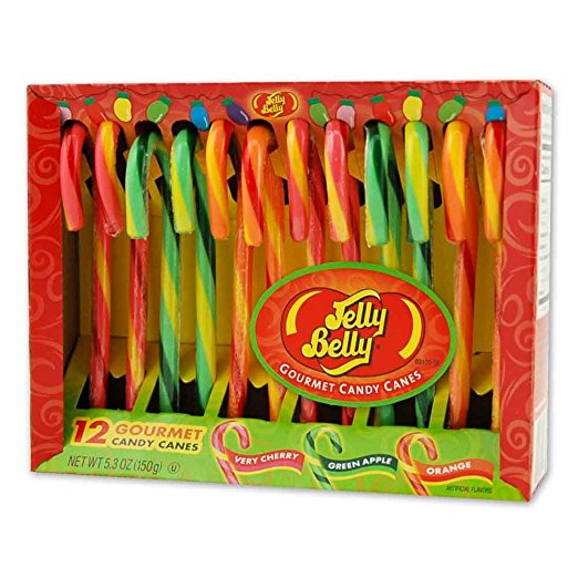 Jelly Belly Candy Canes 12 Pack Very Cherry, Green Apple, Orange