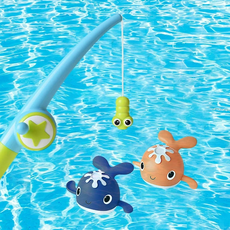 Greswe Bath Toys For Babies, Fishing Bath Toy Set With Fishing Rod And Fishing Net, Swimming Bath Tub Pool Toy Clockwork Swimming Pool Toy For Babies