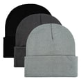 thumbnail image 1 of Paquete de 3 gorros unisex de invierno con diseño de calavera, gorros de punto con puños, gorros con borde enrollable para hombres y mujeres al aire libre, 1 of 8