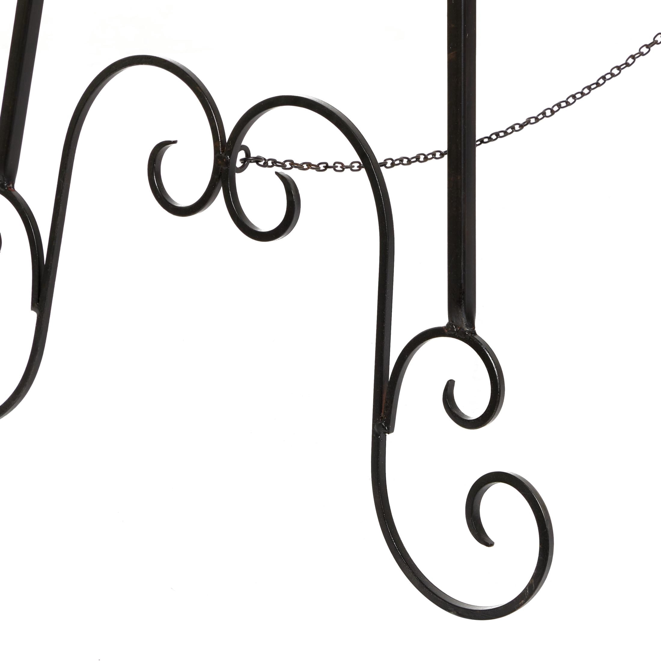 DecMode 25" x 70" Black Metal Tall Adjustable Floor 3 Tier Scroll Easel, 1-Piece