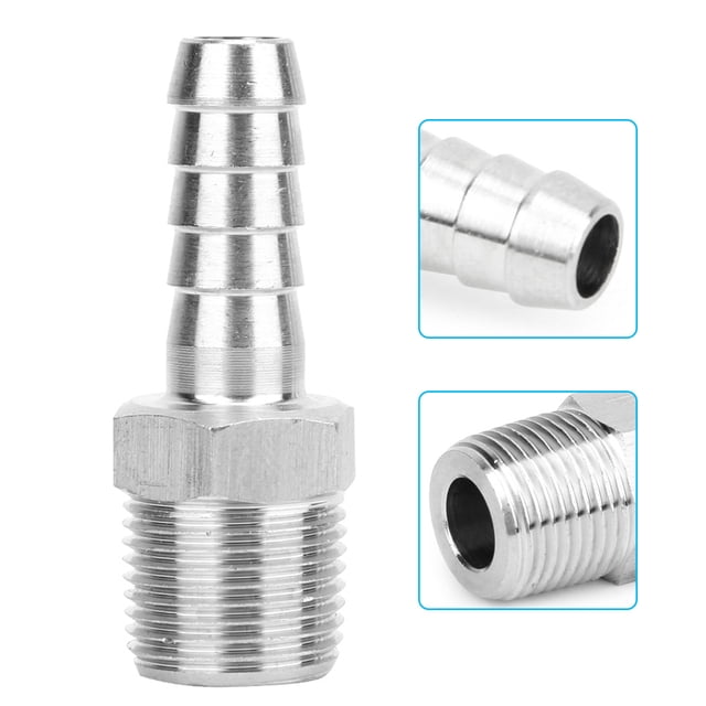 Conector rápido de acero inoxidable, 2 piezas, 3/8 pulg., BSPT, rosca macho, conexión de tubería, junta de púas, calidad inigualable