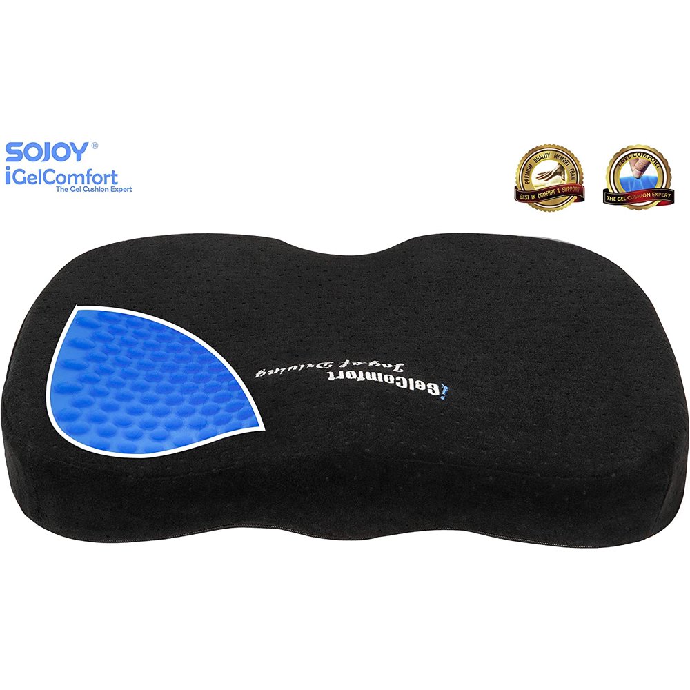 Sojoy Gel & Memory Foam Seat Cushion for Back Pain Relief and Tailbone