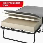 Puremind Folding Bed with 4 Inch Foam Mattress, 75 x 31 Rollaway Bed for Adults, Portable Bed with Lockable Wheels, Easy Assembly & Moving, Standard