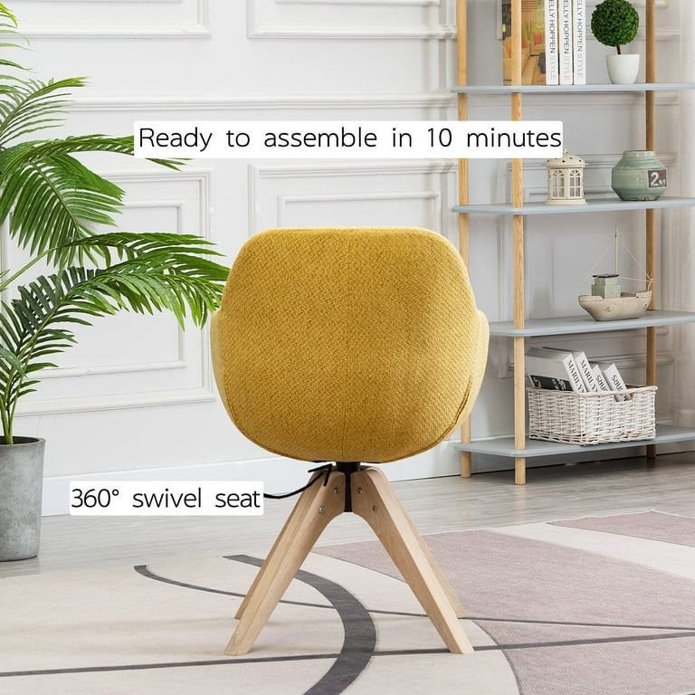 KINWELL Swivel Armchair Contemporary Fabric Accent Chair Dining
