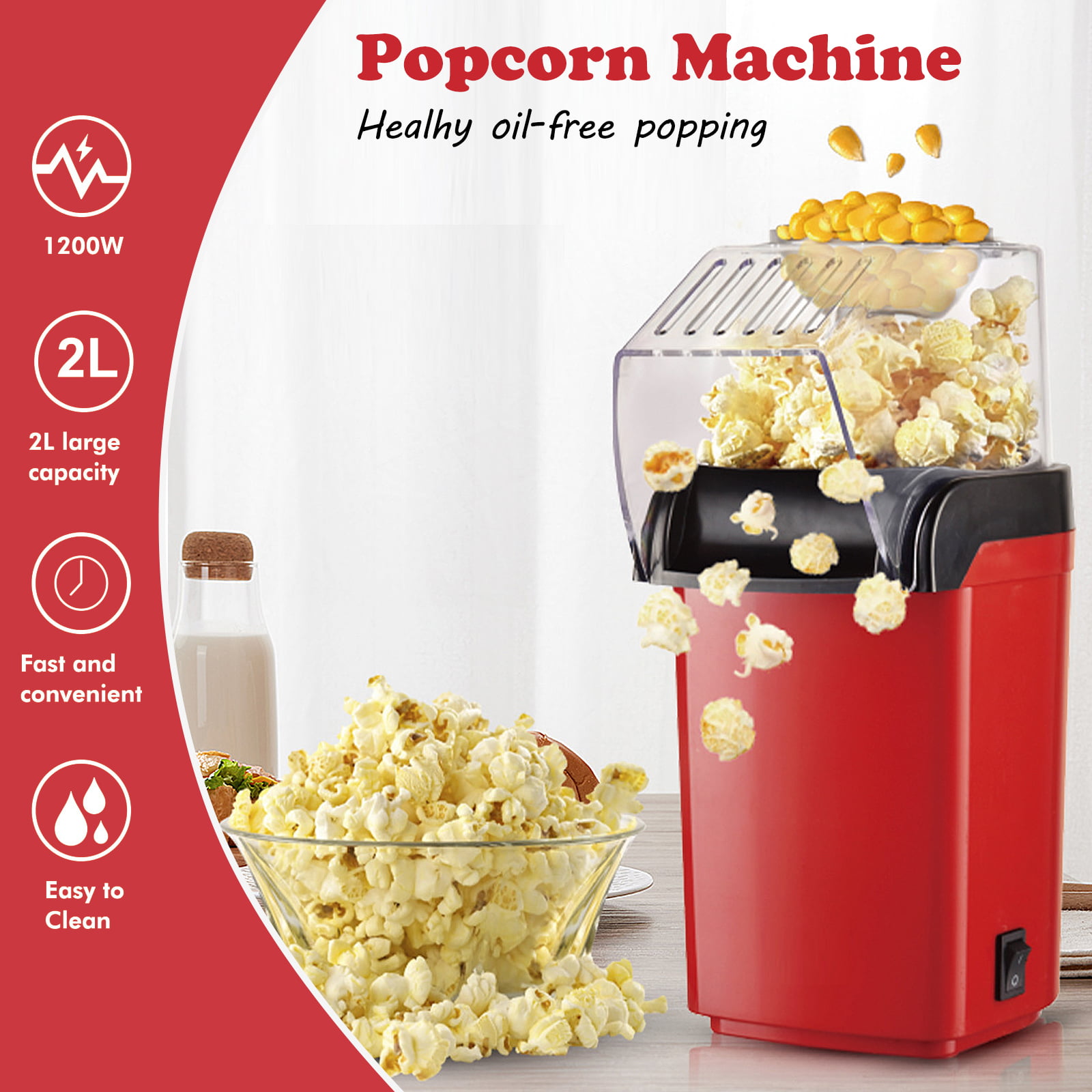 Popcorn Maker Home Popcorn Making Machine 1200w High Power Small Corn  Extruder Mini Electric Popcorn Machine