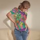 thumbnail image 3 of Balery Colorful Dinosaur Body de cuello redondo de manga corta para mujer Tops de manga corta Tops básicos-Medium, 3 of 7