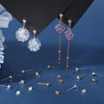 thumbnail image 4 of 1set 120pcs 2 colors Brass Post Earring Findings with Loop and Rhinestone with 120pcs 2 colors Brass Ear Nuts Gunmetal & 5~15x4mm Hole: 0.5~1mm Pin: 0.8mm 60pcs/color, 4 of 6