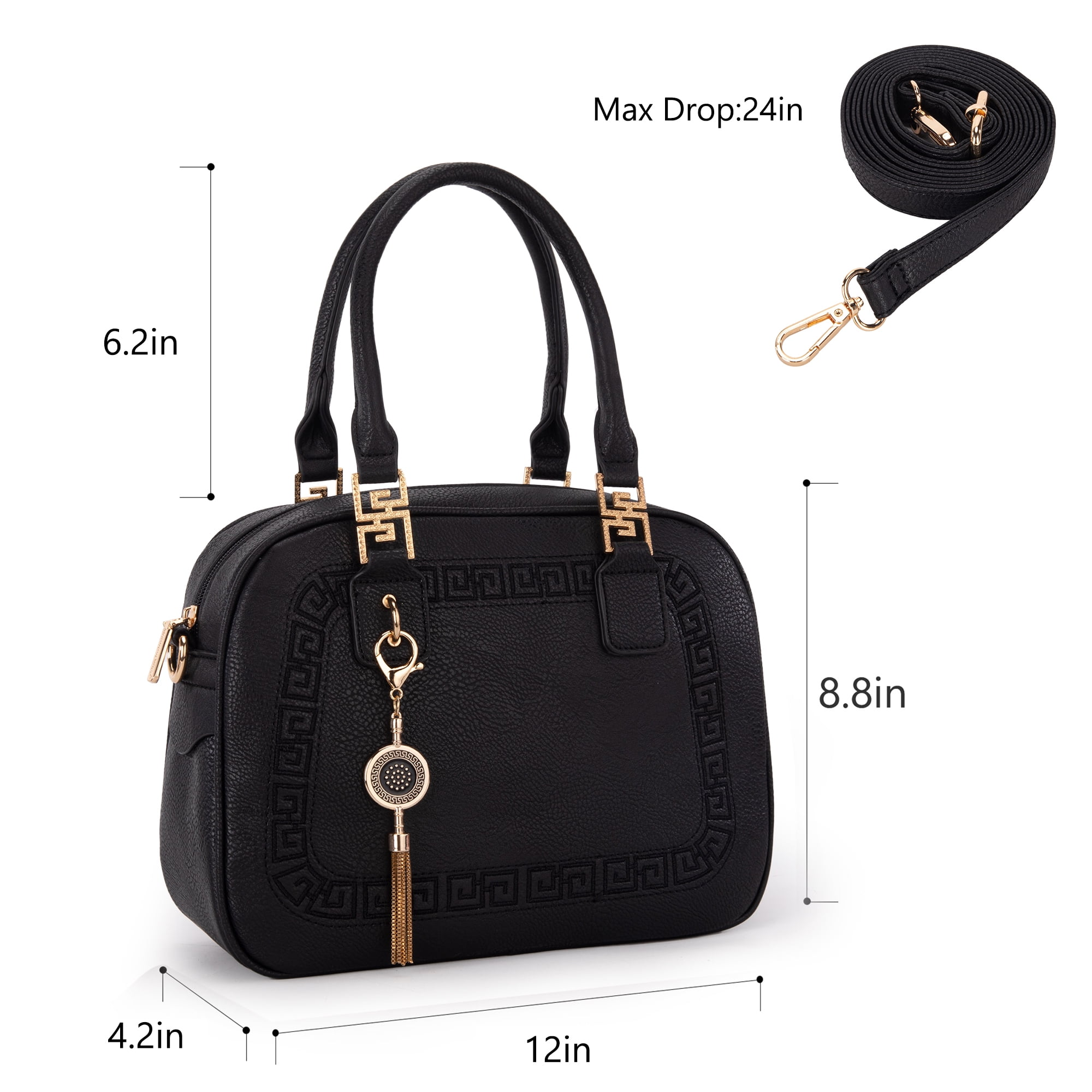 Montana West Small Top Handle Purse for Women Crossbody Satchel Handbag Barrel Bag, Black