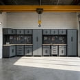 thumbnail image 3 of HPDMC 17-Piece Garage Storage Cabinet System - Heavy Duty Steel Workshop Organizer with Corner Cabinet, Workbench & Pegboard - Black & Grey, 3 of 9