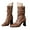 Khaki, variant on Slouchy Ankle Boots for Women Mid Calf High Heel Zip up Block Heel Fall Boots