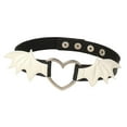 thumbnail image 3 of Gargantilla Collar Punk Cadena Joyería Cadena de Clavícula Amor Corazón Gargantilla Gótica Punk Steampunk Cuero PU para Halloween Cosplay Niña Fiesta blanco negro Yinane Collar Gargantilla, 3 of 8