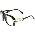 thumbnail image 4 of zeroUV Unisex Large Retro Hip Hop Style Clear Lens Square Eyeglasses 54mm (Shiny Black-Gold / Clear) - 54mm, 4 of 5
